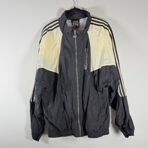 Vintage Adidas Men's Black and Cream Windbreaker